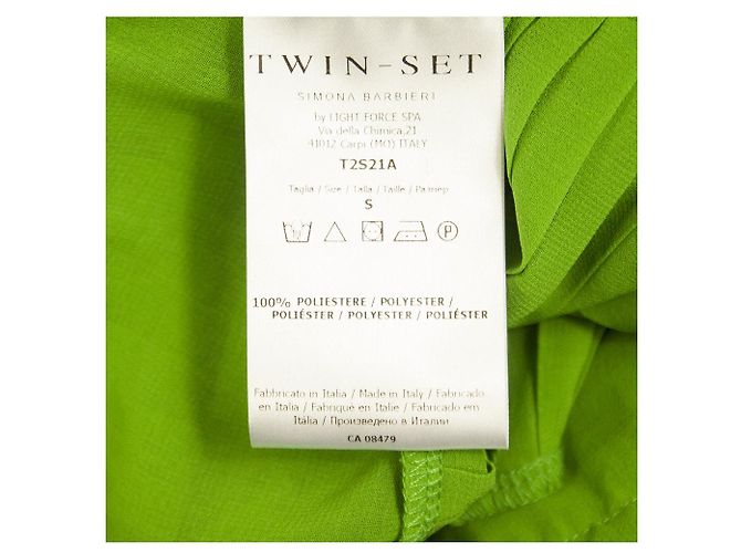 Twin Set Simona Barbieri Grüner Spaghettiträger Cami Plissees Beiges Spitzentop Größe S - Ansicht 4