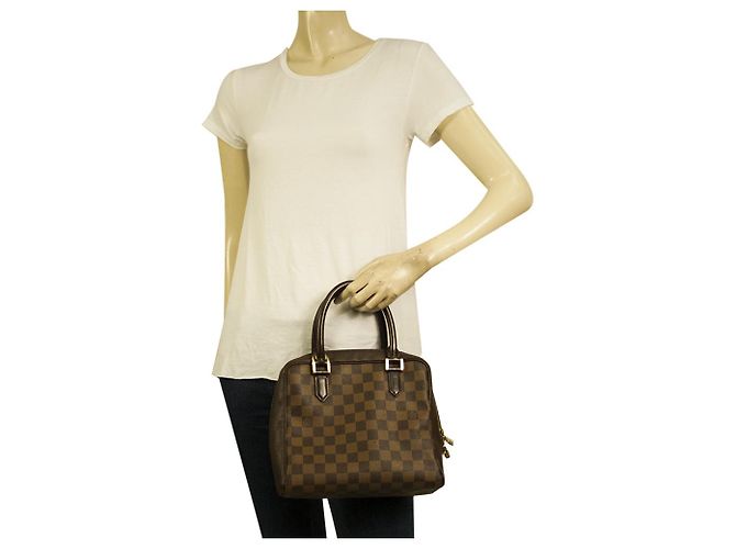 LOUIS VUITTON Borsa a mano Brera Damier Ebene marrone con manici foderati in pelle - vista 9