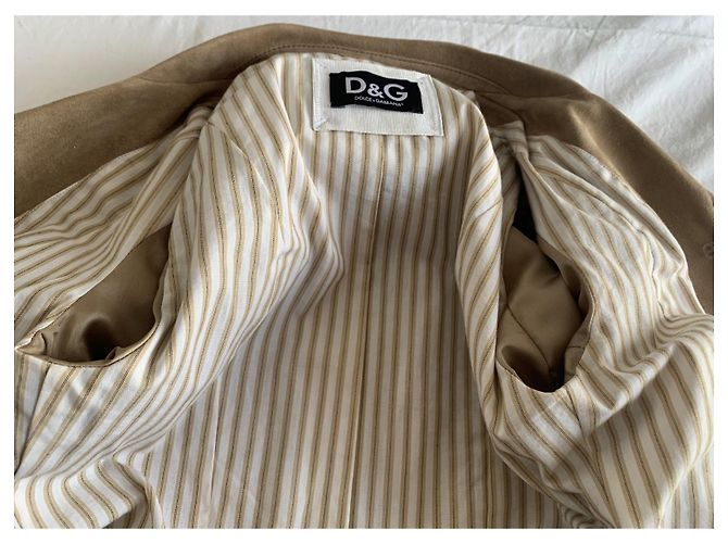 Dolce & Gabbana Chaqueta de piel de cabra beige - vista 10