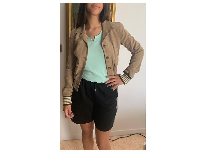 Dolce & Gabbana Chaqueta de piel de cabra beige - vista 12