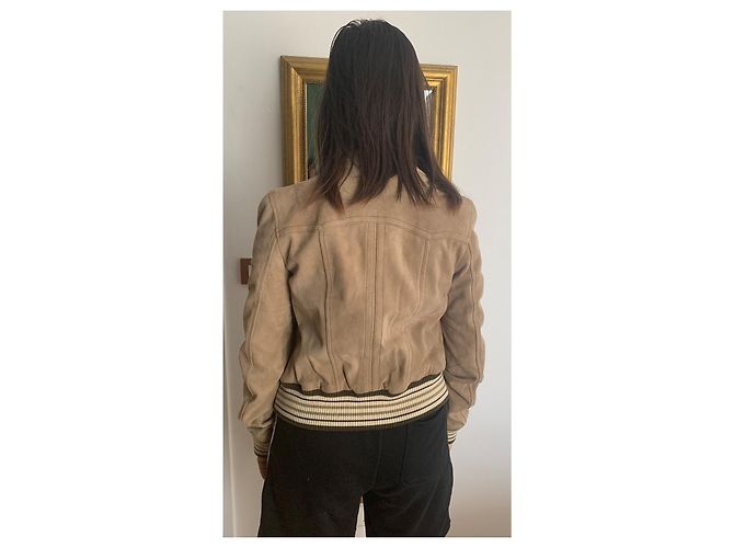 Dolce & Gabbana Chaqueta de piel de cabra beige - vista 13