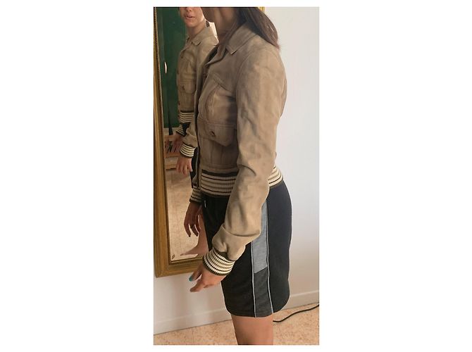 Dolce & Gabbana Chaqueta de piel de cabra beige - vista 14