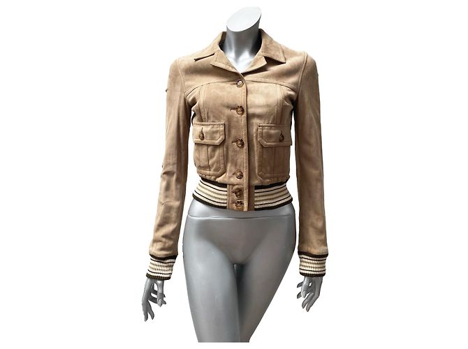 Dolce & Gabbana Chaqueta de piel de cabra beige - vista 2