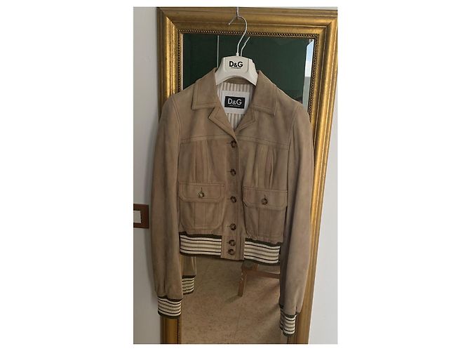 Dolce & Gabbana Chaqueta de piel de cabra beige - vista 3