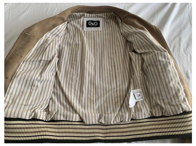 Dolce & Gabbana Chaqueta de piel de cabra beige - vista 8