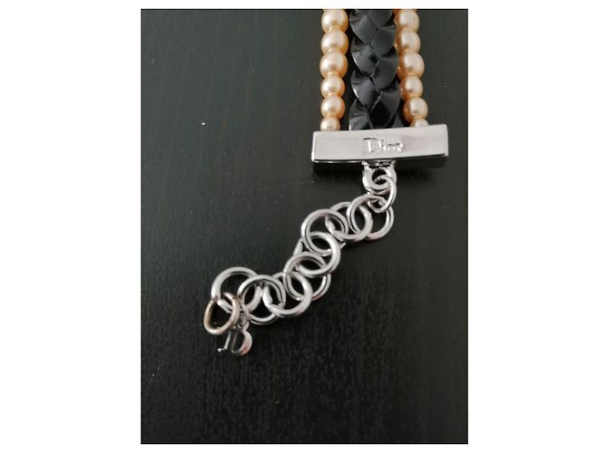 Collar Dior de charol negro y perlas - vista 2