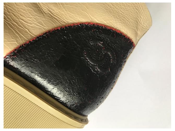 Chanel Stivali stringati in pelle Nero Rosso Beige - vista 11