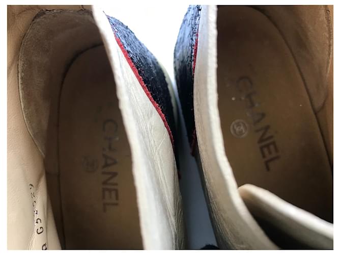 Chanel Stivali stringati in pelle Nero Rosso Beige - vista 12