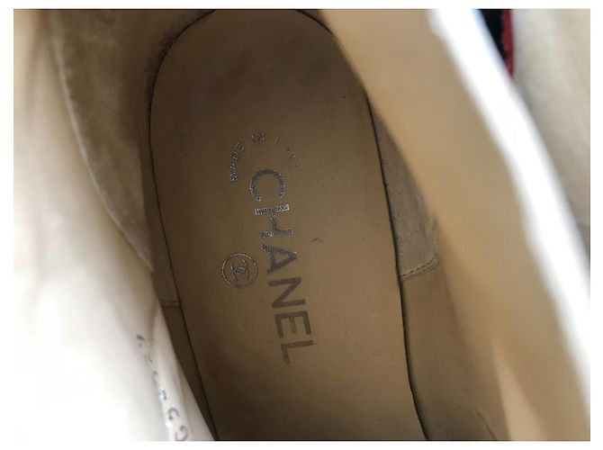 Chanel Stivali stringati in pelle Nero Rosso Beige - vista 13