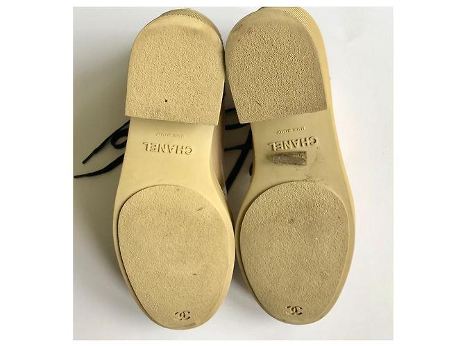 Chanel Stivali stringati in pelle Nero Rosso Beige - vista 16