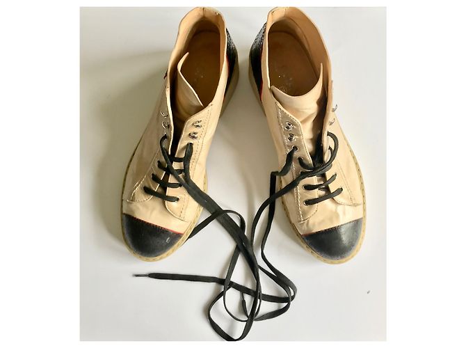 Chanel Stivali stringati in pelle Nero Rosso Beige - vista 18