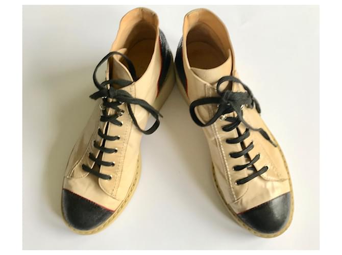Chanel Stivali stringati in pelle Nero Rosso Beige - vista 5
