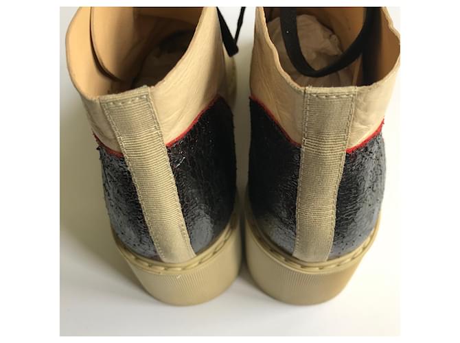 Chanel Stivali stringati in pelle Nero Rosso Beige - vista 8