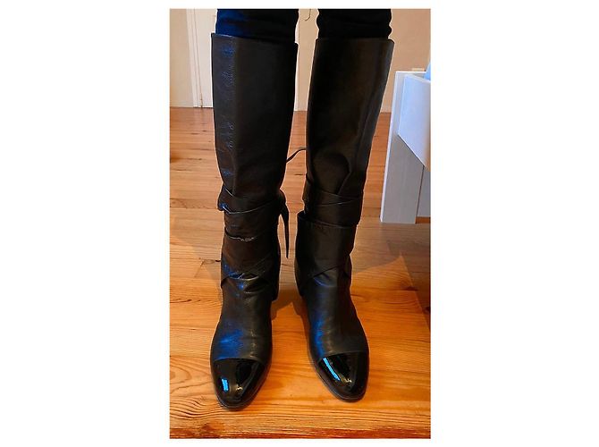 Stivali Chanel in pelle nera 41 Nero - vista 5