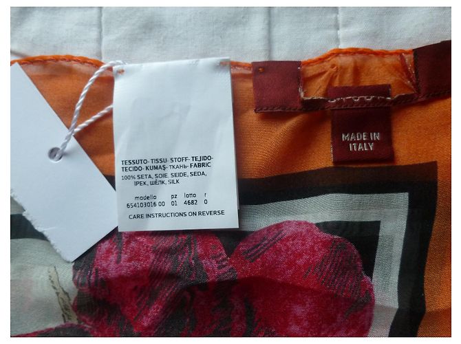 Stola MAX MARA nuovissima in pura seta Marrone Blu Arancione - vista 6