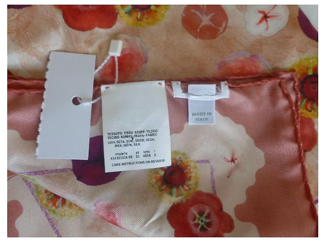 Fular de sarga de seda pura a estrenar MAX MARA. Rosa Púrpura Melocotón - vista 5