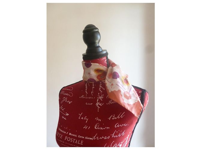 Fular de sarga de seda pura a estrenar MAX MARA. Rosa Púrpura Melocotón - vista 9