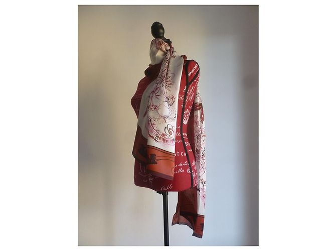 Stola MAX MARA nuovissima in pura seta. Rosa Bianco Prugna - vista 14