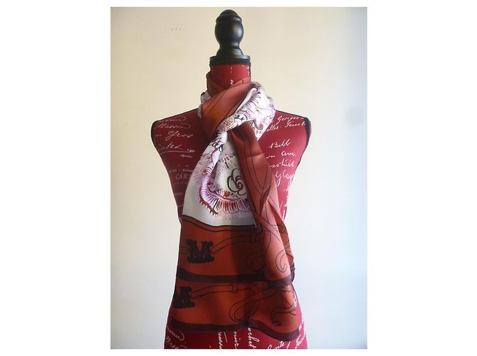 Stola MAX MARA nuovissima in pura seta. Rosa Bianco Prugna - vista 18