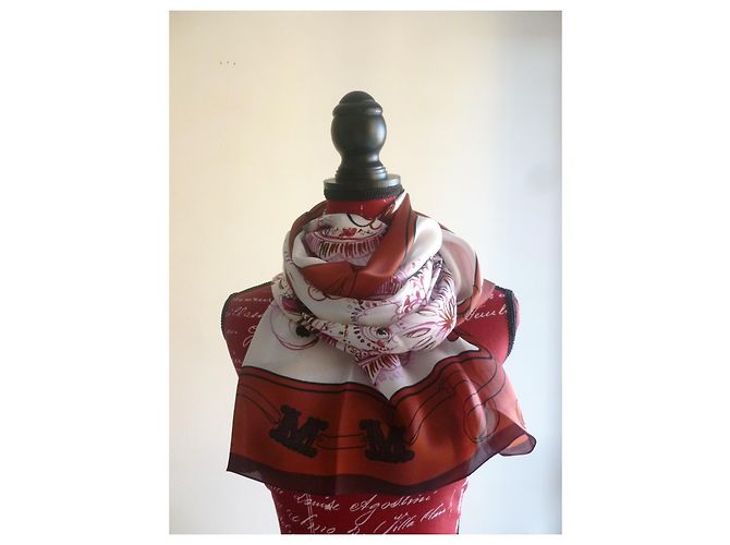 Stola MAX MARA nuovissima in pura seta. Rosa Bianco Prugna - vista 2