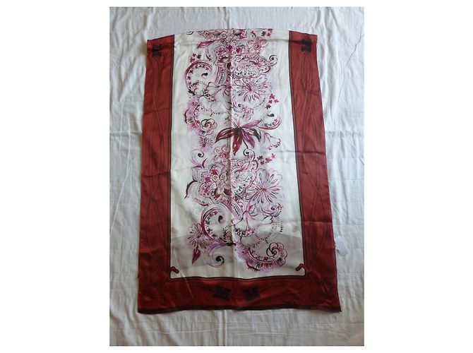 Stola MAX MARA nuovissima in pura seta. Rosa Bianco Prugna - vista 3