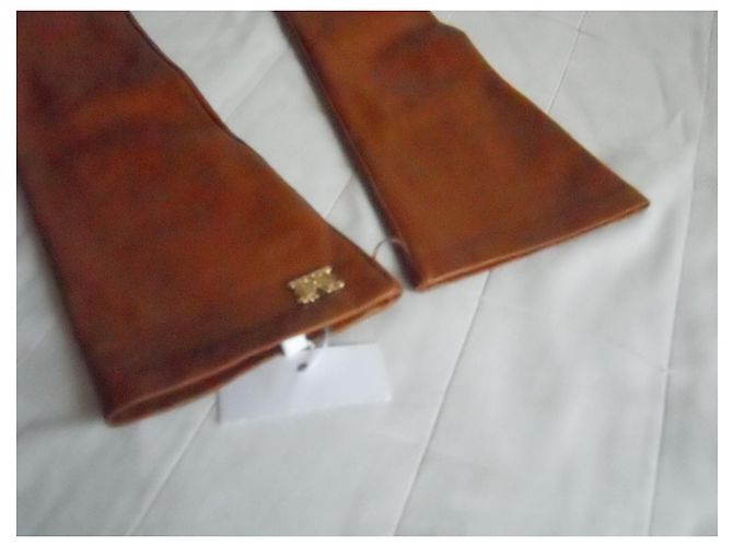 MAX MARA brandneue lange Handschuhe aus echtem Leder Cognac - Ansicht 6
