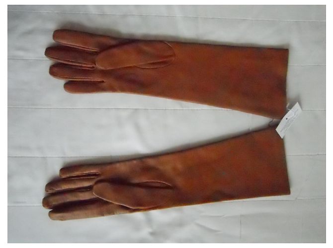 MAX MARA brandneue lange Handschuhe aus echtem Leder Cognac - Ansicht 7