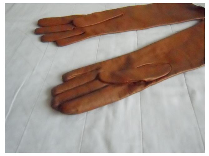 MAX MARA brandneue lange Handschuhe aus echtem Leder Cognac - Ansicht 8