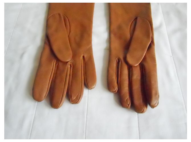 MAX MARA brandneue lange Handschuhe aus echtem Leder Cognac - Ansicht 9