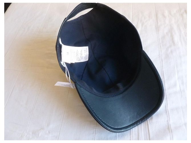 SPORTMAX brandneue Echtleder Baseballkappe Dunkelblau - Ansicht 11