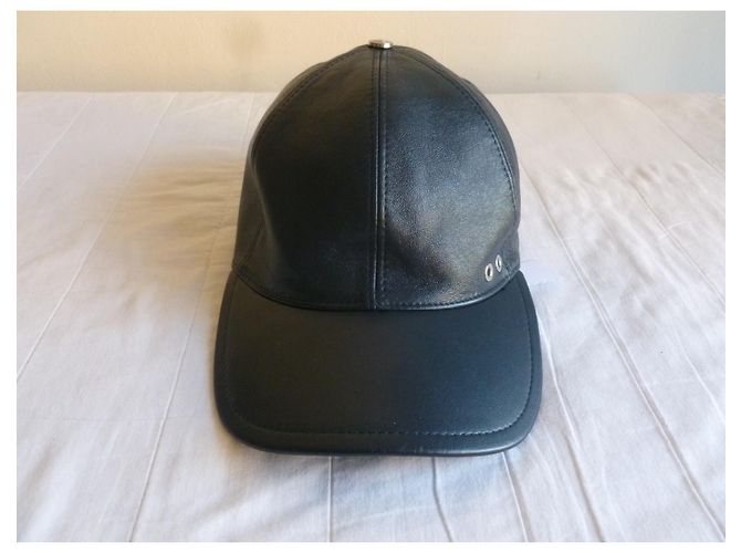 SPORTMAX brandneue Echtleder Baseballkappe Dunkelblau - Ansicht 2