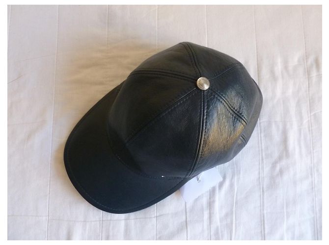SPORTMAX brandneue Echtleder Baseballkappe Dunkelblau - Ansicht 3