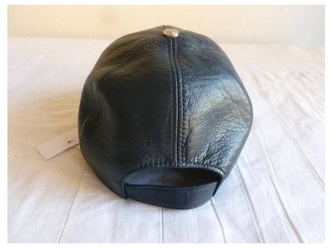 SPORTMAX brandneue Echtleder Baseballkappe Dunkelblau - Ansicht 5