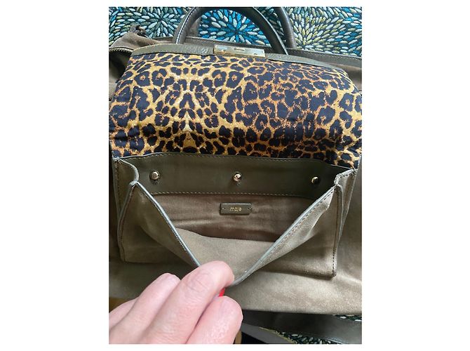 Borsa a tracolla Maje in camoscio e pelle marrone - vista 12