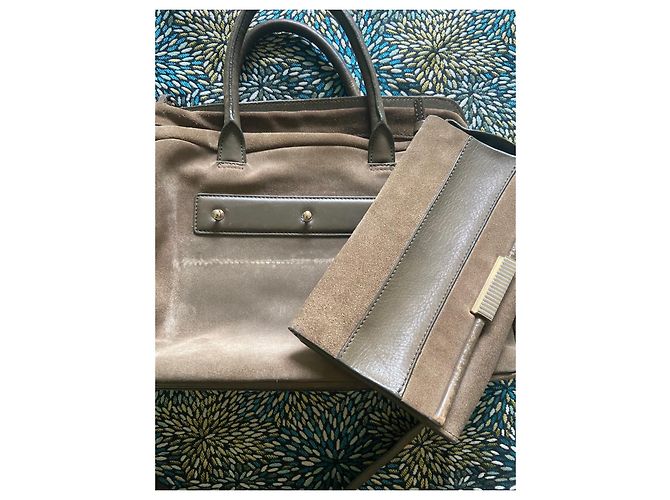 Borsa a tracolla Maje in camoscio e pelle marrone - vista 13