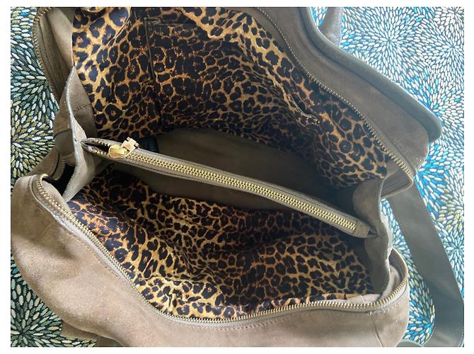 Borsa a tracolla Maje in camoscio e pelle marrone - vista 2
