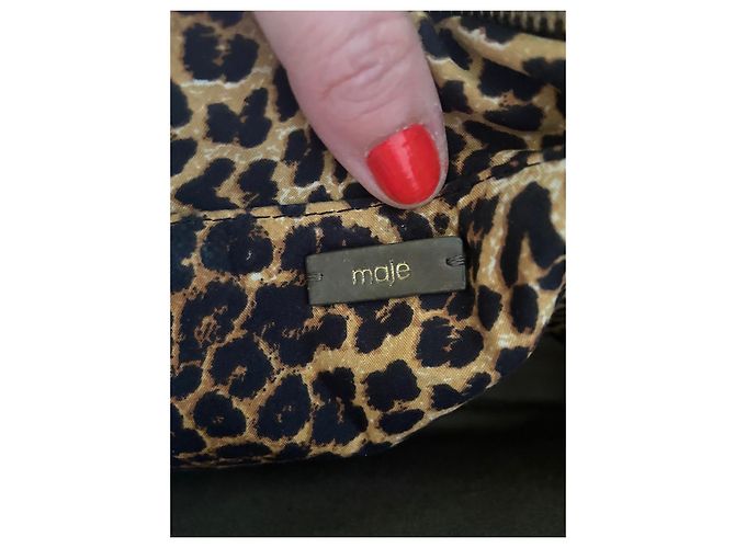 Borsa a tracolla Maje in camoscio e pelle marrone - vista 3