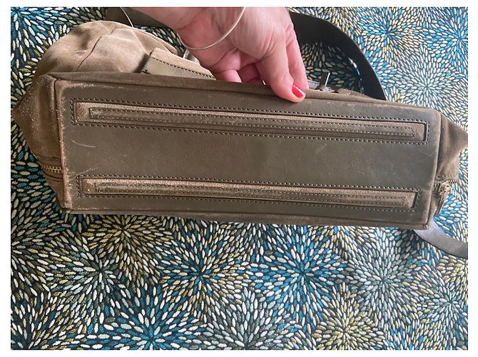 Borsa a tracolla Maje in camoscio e pelle marrone - vista 6