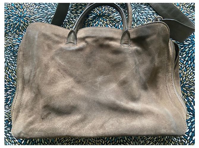 Borsa a tracolla Maje in camoscio e pelle marrone - vista 8