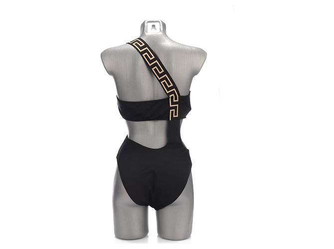 Versace Asymmetrischer Badeanzug Schwarz Greca - Ansicht 2