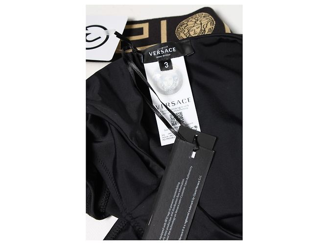 Versace Asymmetrischer Badeanzug Schwarz Greca - Ansicht 3