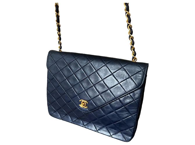 Timeless CHANEL Borsa a tracolla con catena foderata con punto V senza tempo Nero - vista 2
