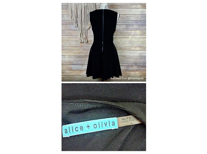 Alice + Olivia Betsy Fit & Flare Kleid Schwarz - Ansicht 4