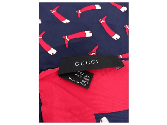 Bufanda De Seda Para Botas De Montar Gucci Blanco Roja Azul marino - vista 3