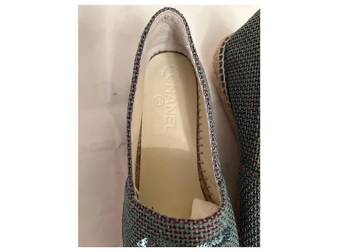 Espadrillas Chanel Turchese e Beige con Paillettes CC Taglia 40 Multicolore - vista 2