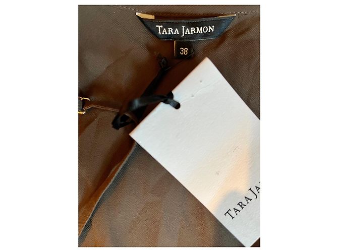 Tara Jarmon Chiffon-Plissee-Maxikleid, Neu mit Etiketten Khaki - Ansicht 7