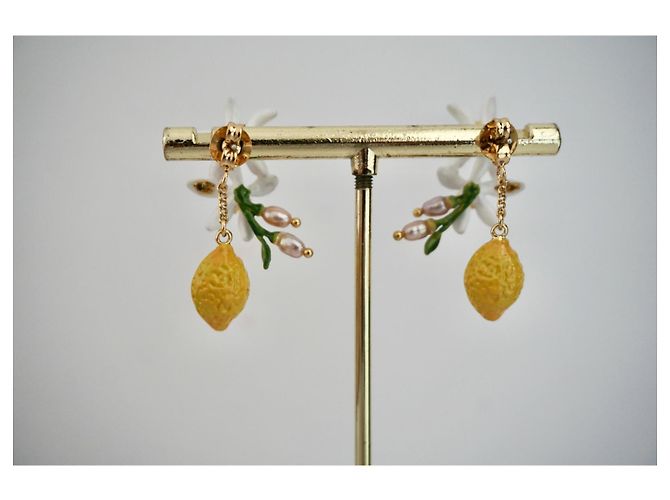 Les Nereides Orecchini Limone e Fiori Gialli Giallo - vista 2