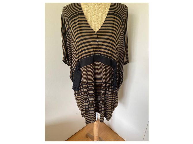 Stella Mc Cartney Abito Stella McCartney in viscosa e lino marrone e nero - vista 5