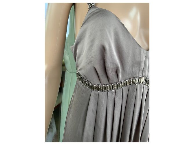 Club Monaco Langes Kleid Grau Polyester Größe 10 - Ansicht 4