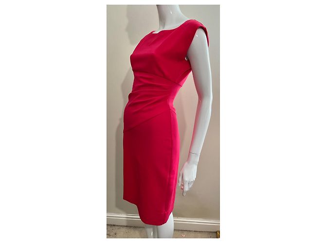 Diane Von Furstenberg DvF Jori Kleid in Grau in Rot mit seitlicher Raffung Koralle - Ansicht 2